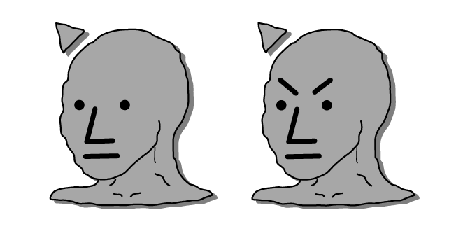 NPC Wojak and Angry Wojak Meme