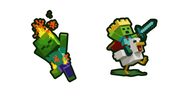 Minecraft Burning Baby Zombie and Chicken Jockey