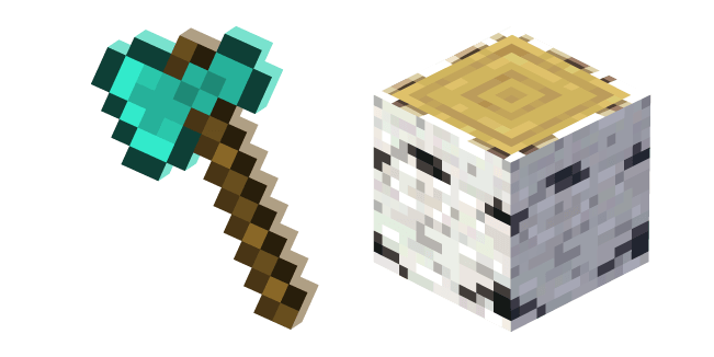 Minecraft Diamond Axe and Birch Log