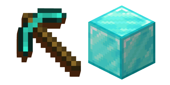Minecraft Diamond Pickaxe and Block of Diamond