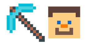 Minecraft Diamond Pickaxe & Steve