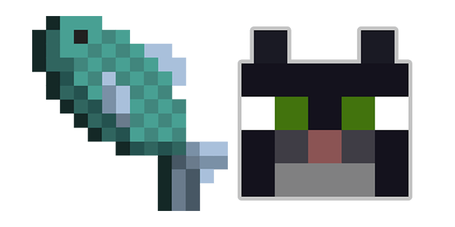Minecraft Fish and Tuxedo Cat