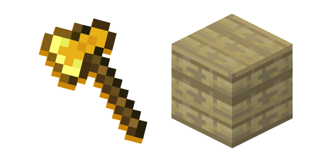 Minecraft Golden Axe and Birch Planks