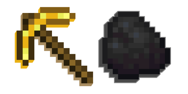 Minecraft Golden Pickaxe and Coal