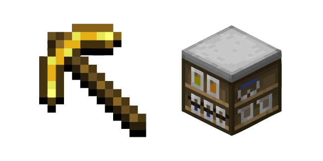 Minecraft Golden Pickaxe and Lab Table