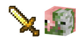 Minecraft Golden Sword and Zombie Pigman