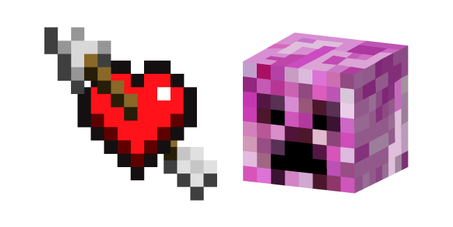 Minecraft Heart with Arrow and Pink Creeper