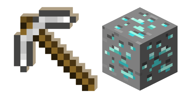 Minecraft Iron Pickaxe and Diamond Ore