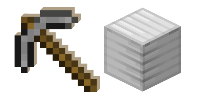 Minecraft Stone Pickaxe and Block of Iron