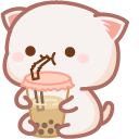 Cute Mochi Mochi Peach Cat and Bubble Tea cursor