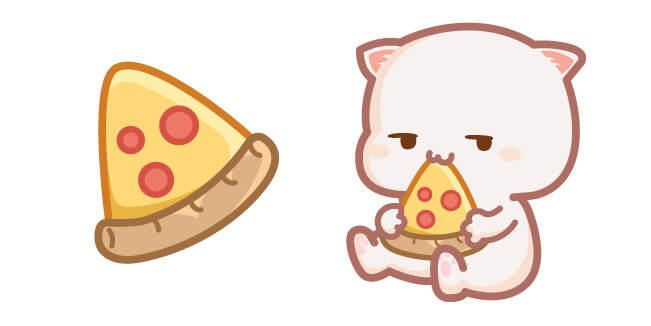 Cute Mochi Mochi Peach Cat and Pizza