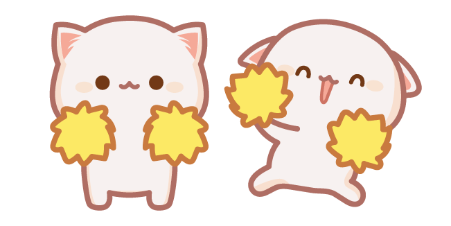 Cute Mochi Mochi Peach Cat with Pompoms