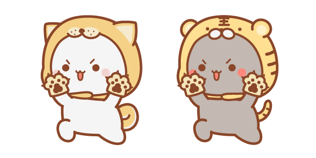 Kawaii Mochi Mochi Peach and Goma Cats in Dog and Tiger Costumes