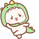 Kawaii Mochi Mochi Peach Cat in Dinosaur Costume pointer