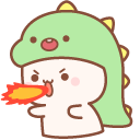 Kawaii Mochi Mochi Peach Cat in Dinosaur Costume cursor