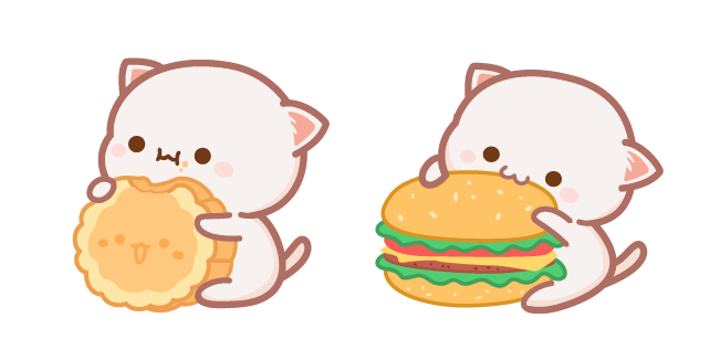 Kawaii Mochi Mochi Peach Cat with Food