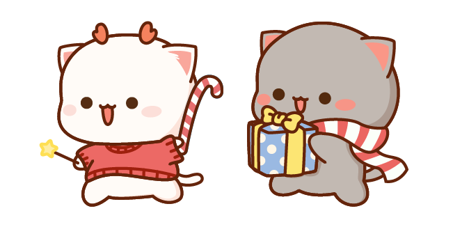 Kawaii Mochi Mochi Peach Cats Christmas Peach and Goma