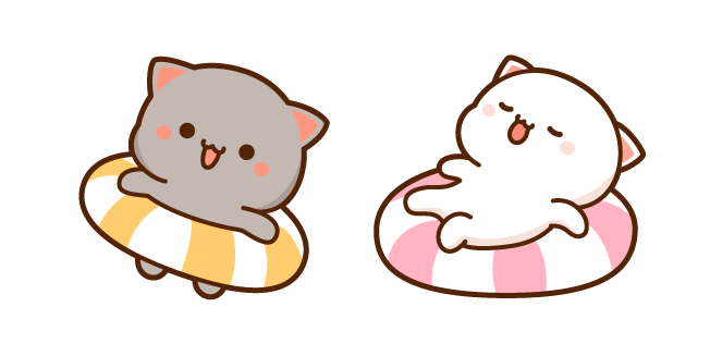 Mochi Mochi Peach and Goma Cats with their Swim Rings