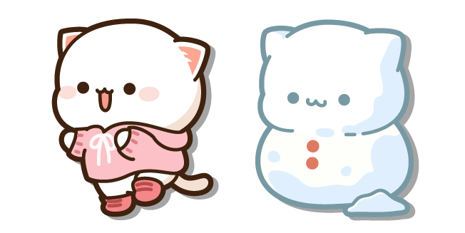 Mochi Mochi Peach Cat and Peach Snowman