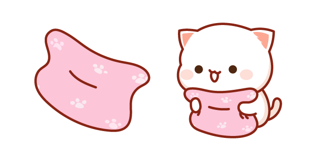 Mochi Mochi Peach Cat and Pink Pillow