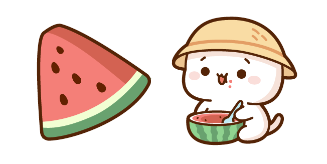 Mochi Mochi Peach Cat with Watermelon