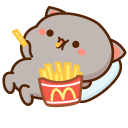 Mochi Mochi Peach Cats Goma Eating Fries cursor