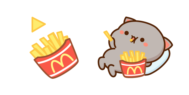 Mochi Mochi Peach Cats Goma Eating Fries