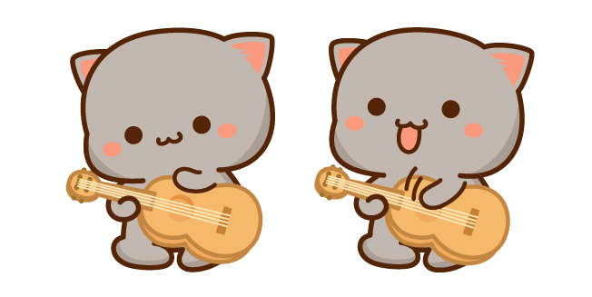 Mochi Mochi Peach Cats Goma Playing Guitar