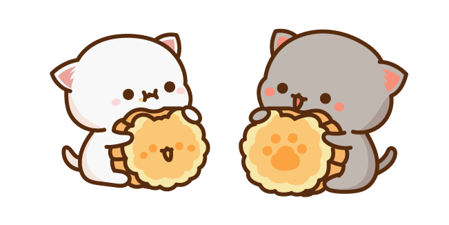 Mochi Mochi Peach Cats Peach and Goma Eating Cookies