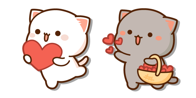 Mochi Mochi Peach Cats Peach and Goma with Hearts
