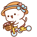 Mochi Mochi Peach Cats Peach on a Bike and Goma with Flowers pointer