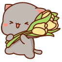 Mochi Mochi Peach Cats Peach on a Bike and Goma with Flowers cursor
