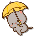 Mochi Mochi Peach in a Raincoat and Goma with an Umbrella pointer