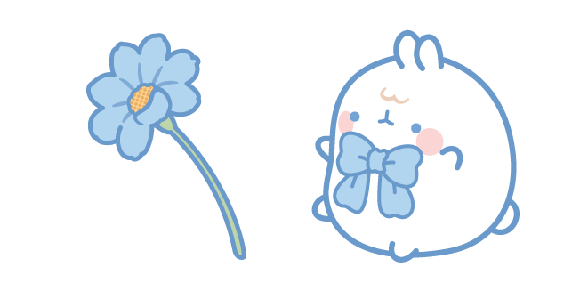 Molang and a Tender Blue Flower