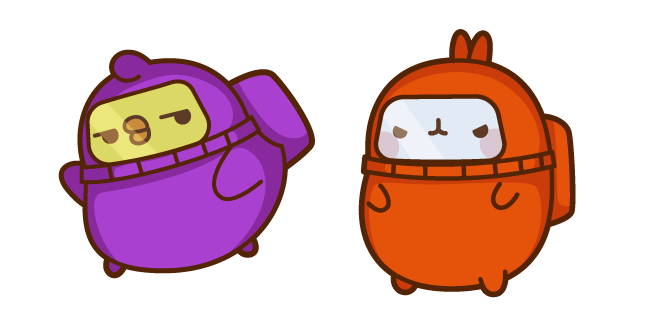 Molang and Piu Piu in Among Us Spacesuits