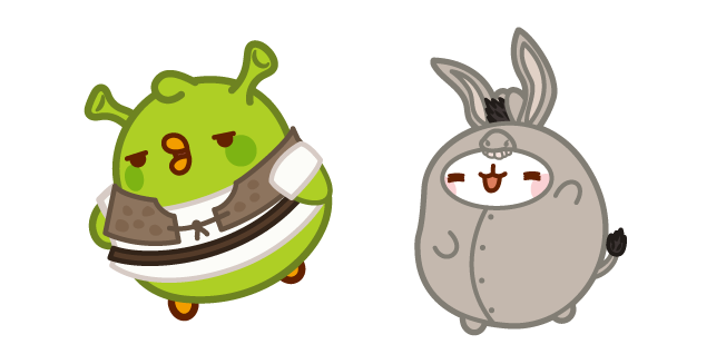 Molang and Piu Piu in Donkey and Shrek Costumes