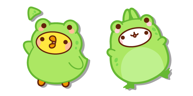 Molang and Piu Piu in Frog Costumes