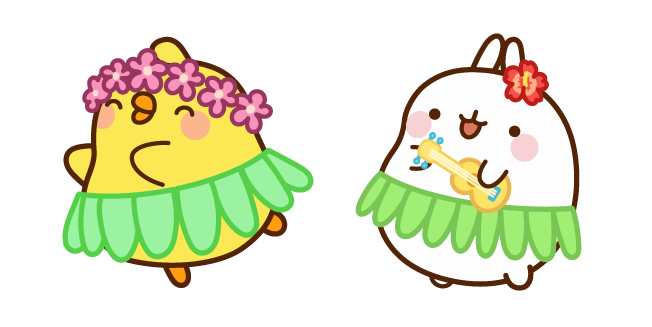 Molang and Piu Piu in Hawaii Costumes