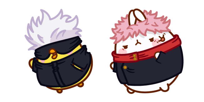 Molang and Piu Piu in Jujutsu Sorcerer Outfits