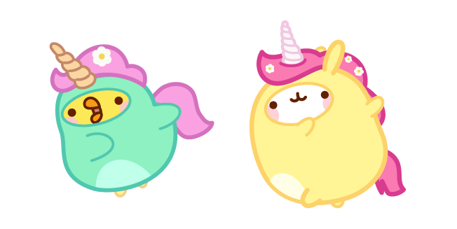 Molang and Piu Piu in Unicorn Costumes