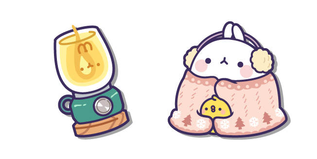 Molang and Piu Piu with Blanket and Lantern