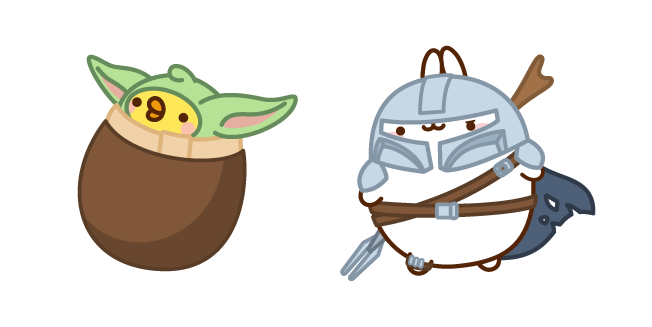 Molang Mandalorian and Piu Piu Baby Yoda
