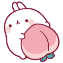 Molang Playing with a Peach pointer