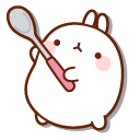 Molang with a Spoon and a Bowl of Ice Cream pointer