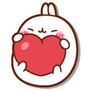 Molang with Heart and Bouquet of Roses cursor