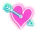 Blue Arrow and Pink Heart with Arrow Neon cursor
