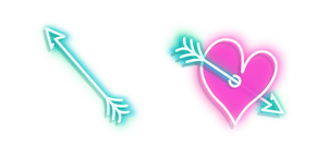Blue Arrow and Pink Heart with Arrow Neon