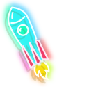 Blue Rocket and Yellow Stars Neon pointer