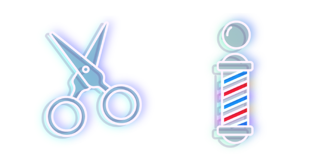 Blue Scissors and Barber's Pole Neon