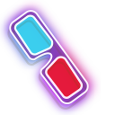 Colorful 3d Glasses and Popcorn Bucket Neon pointer